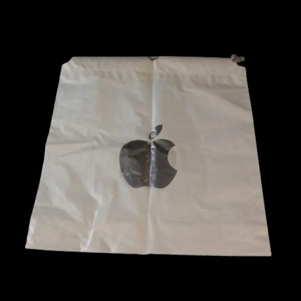 Genuine Apple Silver Logo Store Plastic Drawstring Bag